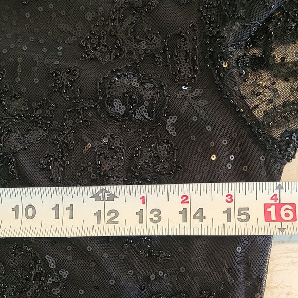 Altar'd State Black Ania Sequin Beaded Lace Dress NEW Large Cocktail Goth Glam - Picture 6 of 9